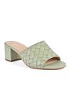 Buy_Vanilla Moon_Green Natty Broad Weave Pattern Mules_at_Aza_Fashions