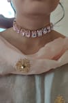 Buy_The Jewel Factor_Pink Crystal Embellished Choker Necklace _at_Aza_Fashions