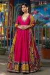 Buy_Irrau By Samir Mantri_Pink Chanderi, Chiffon Embroidery, Sequins, Cut Anarkali With Printed Dupatta _at_Aza_Fashions