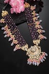 Buy_Dugran By Dugristyle_Purple Meenakari Multi-layered Long Pendant Necklace_at_Aza_Fashions