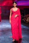 Buy_Nachiket Barve_Red Saree Georgette Embroidery Thread Astral With Cosmos Blouse  _at_Aza_Fashions