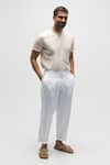 Buy_Terra Luna_White 100% Organic Handloom Oxford Cotton Solid Pant _at_Aza_Fashions