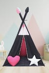 Buy_My Gift Booth_Black Cotton Print Teepee Tent With Mat_at_Aza_Fashions