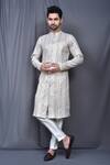 Buy_Adara Khan_Multi Color Kurta: Cotton Embroidered Sequin Work Set For Men_at_Aza_Fashions