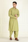 Buy_Priyanka Jain_Green Kurta Cotton Woven Thread And Sequin Work & Embroidered Set _at_Aza_Fashions