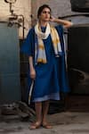 Buy Banana Labs Blue Cotton Plain Straight Kaftan With Stole at Aza Fashions Buy_Banana Labs_Blue Cotton Plain Straight Kaftan With Stole _at_Aza_Fashions