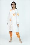 Buy_Jyoti Bansal_White Cambric Cotton Applique Floral Notched Neck Marshmallow Tunic _at_Aza_Fashions