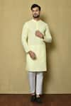 Buy_Aryavir Malhotra_Yellow Cotton Chikankari Embroidered Thread Kurta And Pant Set _at_Aza_Fashions