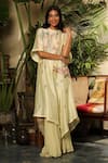Buy_Sahil Kochhar_Yellow Chanderi Embroidery Garden Round Azra Tunic  _at_Aza_Fashions