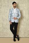 Buy_Naintara Bajaj_Blue Cotton Linen Printed Abstract Floral Blazer For Men_at_Aza_Fashions