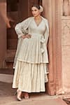 Buy_PREEVIN_Off White Angrakha Cotton Mulmul And Mul Layered Anarkali With  _at_Aza_Fashions