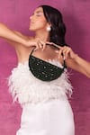 Buy_Forever Noor_Emerald Green Embellished Moonshine Handcrafted Bag _at_Aza_Fashions