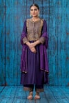 Buy_Label Niti Bothra_Purple Silk Zari Jaal Round Work Kurta And Palazzo Set _at_Aza_Fashions