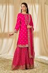 Buy_Alaya Advani_Pink Chinnon Embroidery Lotus Round Kurta Sharara Set For Women_at_Aza_Fashions