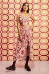 Buy_Betrue_White Handloom Organic Banana Silk Printed Kashan Square Neck Bustier  _at_Aza_Fashions