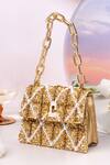Buy_The Leather Garden_Gold Sequin Erica Topaz Mini Bag _at_Aza_Fashions