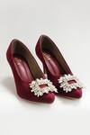 Buy_The Alter_Maroon Rhinestones Sophie Embellished Stiletto Heels _at_Aza_Fashions