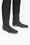 Buy_Hats Off Accessories_Blue Suede Leather Plain Chelsea Boots  _at_Aza_Fashions