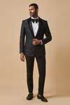 Buy Philocaly Blue Wool, Silk Twilight Single Buttoned Tuxedo at Aza Fashions Buy_Philocaly_Blue Wool, Silk Twilight Single Buttoned Tuxedo_at_Aza_Fashions