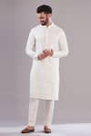 Buy_Kasbah_White Silk Embroidered Floral And Animal Patterns Pure Thread Work Kurta _at_Aza_Fashions