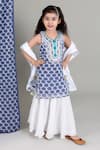 Buy_Chotibuti_Blue Cotton, Lurex, Muslin Geometric Pattern Kurta Lehenga Set _at_Aza_Fashions