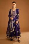 Buy_Shyam Narayan Prasad_Purple Viscose Embroidered Zardozi U Neck Anarkali Trouser Set  _at_Aza_Fashions