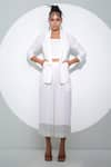 Buy_Pocketful Of Cherrie_White Crepe Plain Jacket Shawl Collar And Cropped Culottes Set _at_Aza_Fashions