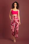 Buy_Style Junkiie_Pink Crepe Paisley Sorbet Cropped Trouser  _at_Aza_Fashions