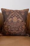 Buy_Khaabka_Brown Silk Embroidery Hand Cushion Cover - Set Of 2_at_Aza_Fashions