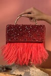 Buy_Be Chic_Red Embellished Fiery Feather Box Clutch _at_Aza_Fashions