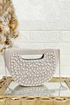 Buy_Kainiche By Mehak_Silver Embellished Semi Circle Shaped Clutch _at_Aza_Fashions