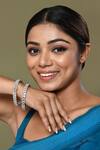 Shop_Nazaakat By Samara Singh_Silver Plated American Diamond Stone Studded Bangles - Set Of 2_at_Aza_Fashions