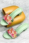 Buy_Soleart_Green Hand Embroidered - Floral Motifs Fiesta Heels _at_Aza_Fashions