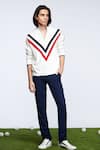 Buy_S&N by Shantnu Nikhil_Off White Merino Wool Solid Striped Pattern Jumper _at_Aza_Fashions