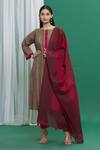 Buy_Banana Labs_Brown Cotton Printed Stripe Round Kurta Set _at_Aza_Fashions