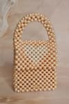 Buy_The Ashlee design co._Peach Embellished Pearl Bag _at_Aza_Fashions