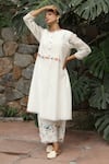 Buy_Desert Shine by Sulochana Jangir_White Handwoven Chanderi Embroidered Aari Round Kurta And Salwar Set  _at_Aza_Fashions