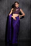 Buy_Shilpi Gupta_Purple Saree  Silk Satin Embroidered Border Pre-draped With Blouse  _at_Aza_Fashions