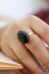 Buy_Do Taara_Black Stone Natural Embellished Ring_at_Aza_Fashions