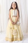 Buy_Chotibuti_Yellow Cotton Pearls, Sequins, Tassels Embroidered Border Lehenga Set _at_Aza_Fashions