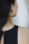 Shop_Do Taara_Gold Plated Beads Floral Shape Hoops _at_Aza_Fashions