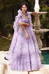 Buy_Nadine Dhody_Purple Tulle Beads, Crystals, Cut Work Round Neck Athena Embroidered Lehenga Set _at_Aza_Fashions