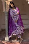 Buy_POMCHA JAIPUR_Purple Anarkali And Pant Cotton & Dupatta Organza Embroidery Monsoon Lilly Set _at_Aza_Fashions