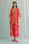 Buy_Surbhi Gupta_Pink Kaftan Georgette Block Print Shazi Short Trouser Set  _at_Aza_Fashions