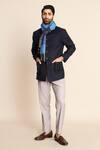 Buy_Gargee Designers_Blue 100% Wool Patch Pocket Flannel Bandhgala _at_Aza_Fashions