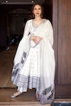 Buy_PUNIT BALANA_Ivory Handloom Chanderi Embellished Resham And Anarkali Set With Printed Dupatta_at_Aza_Fashions