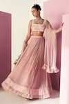 Buy_Ridhi Mehra_Pink Blouse - Net Lehenga - Chiffon Naahiyah Ruched Skirt Set  _at_Aza_Fashions