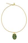 Shop Zariin Green Carved Onyx Embellished Pendant Necklace Online at Aza Fashions Shop_Zariin_Green Carved Onyx Embellished Pendant Necklace _Online_at_Aza_Fashions