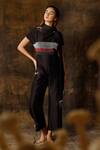 Buy_Eclat By Prerika Jalan_Black Silk, Chanderi, Organza Beads Turtle Neck Embroidered Jumpsuit _at_Aza_Fashions
