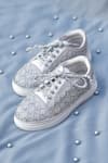 Buy_Around Always_Silver Gemini Floral Embroidered Sneakers _at_Aza_Fashions